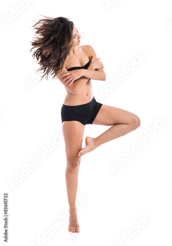 Young fitness female dancing