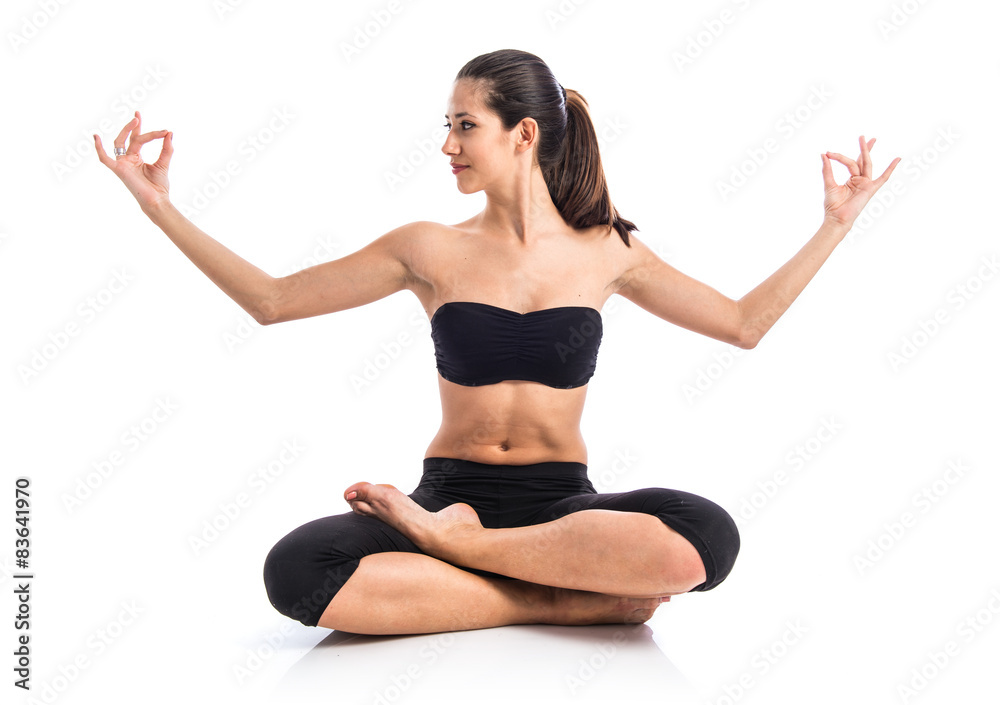 Pretty woman in lotus position Pretty woman in lotus position