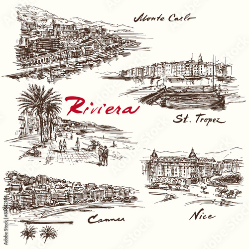 French Riviera - hand drawn set #83642144