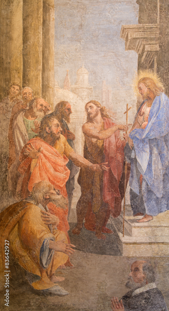 Rome - John the baptist shows the Christ fresco