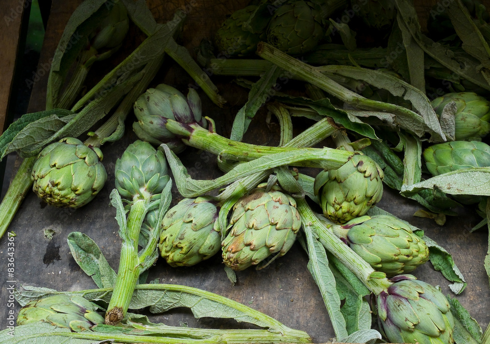 Fototapeta premium Artichokes a market.