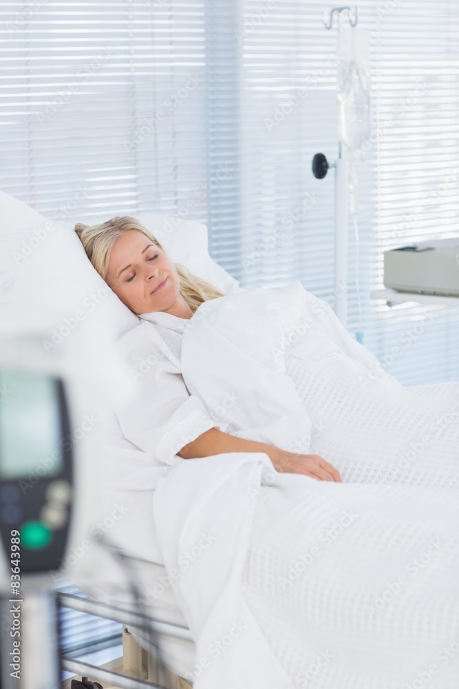 Happy patient lying on her bed Happy patient lying on her bed