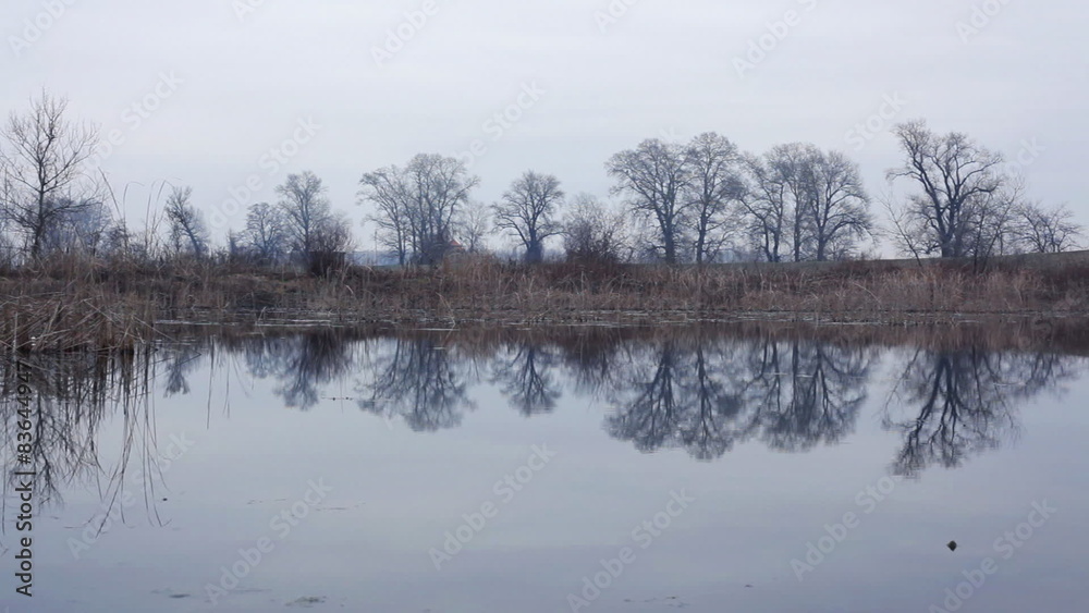HD 1080 steadicam: pond surface at late autumn HD 1080 steadicam: pond surface at late autumn