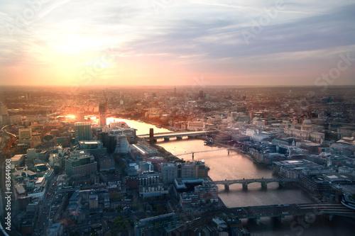 LONDON, UK - APRIL 15, 2015: City of London panorama at sunset. 