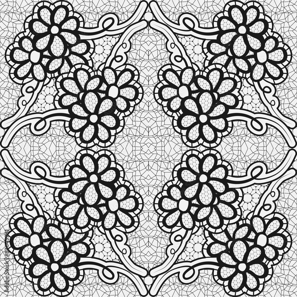 Monochrome lace pattern. Background for greeting card