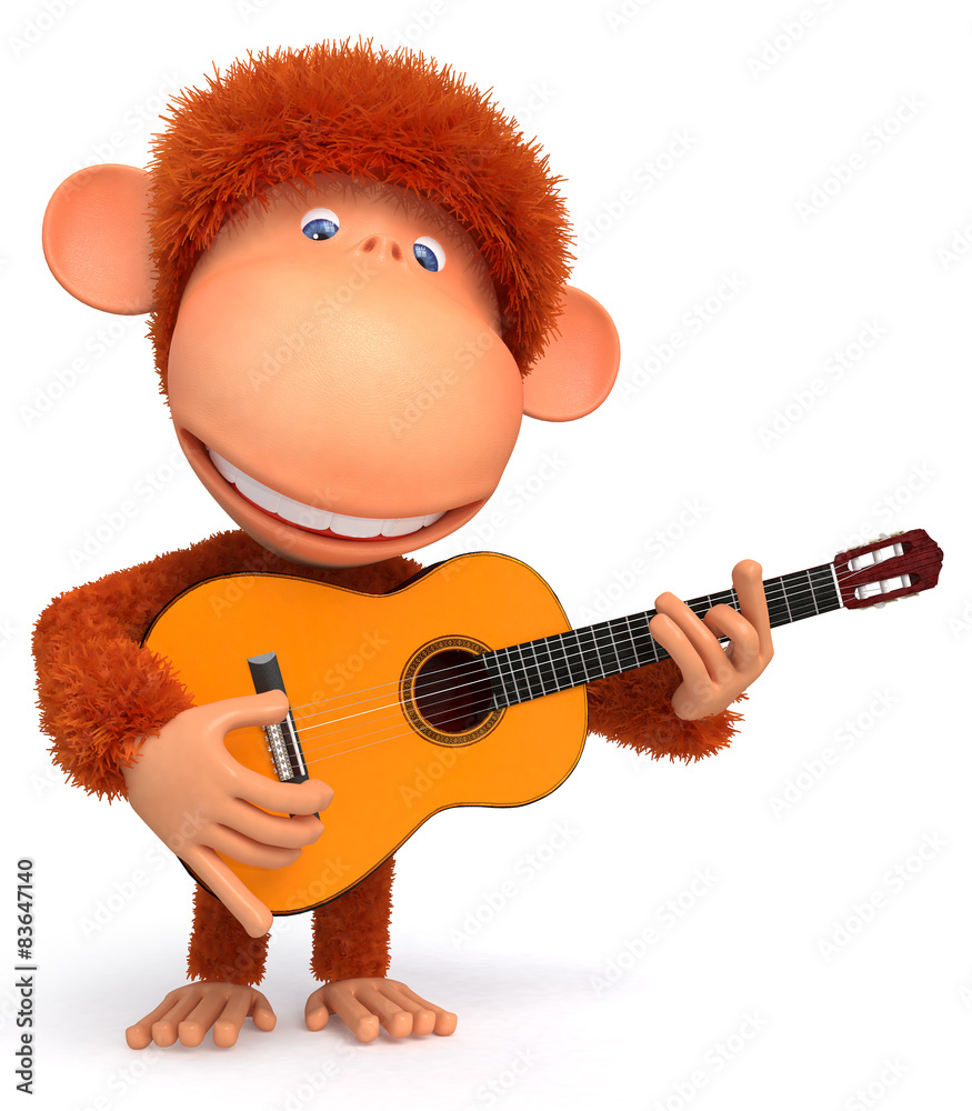 Fototapeta premium 3d monkey costs with a guitar