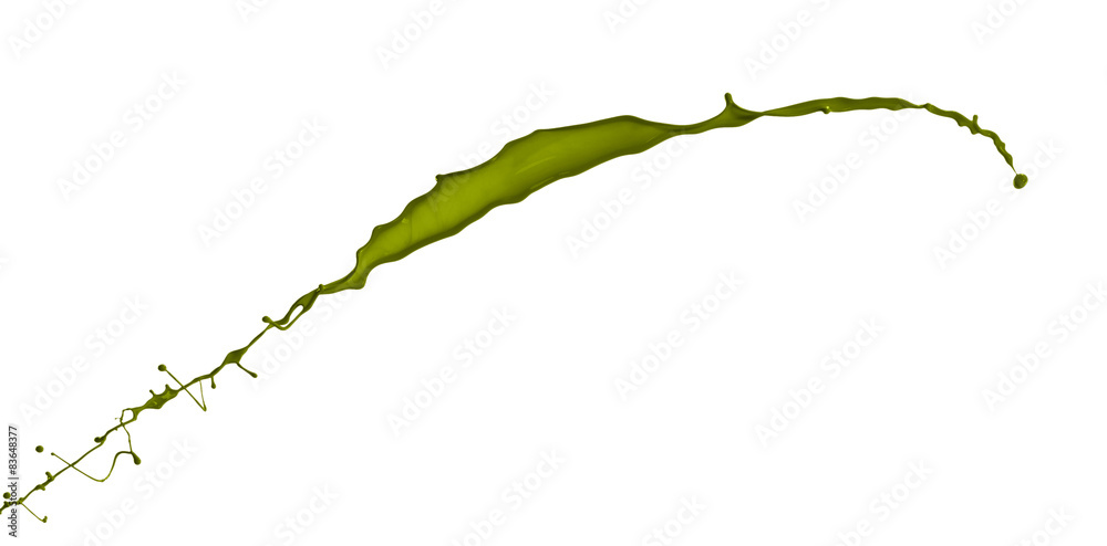 Fototapeta premium Isolated shot of green paint splash on white background