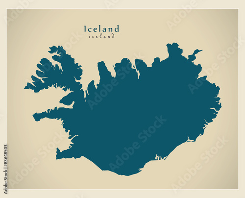 Canvas Print Modern Map - Iceland IS