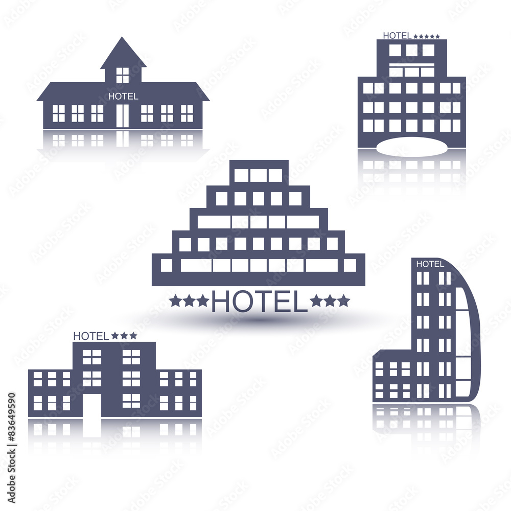 Obraz premium Hotel buildings flat design set