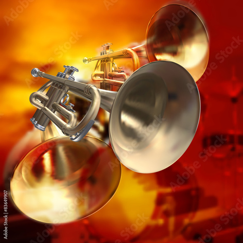 abstract musical background piano drums and trumpet