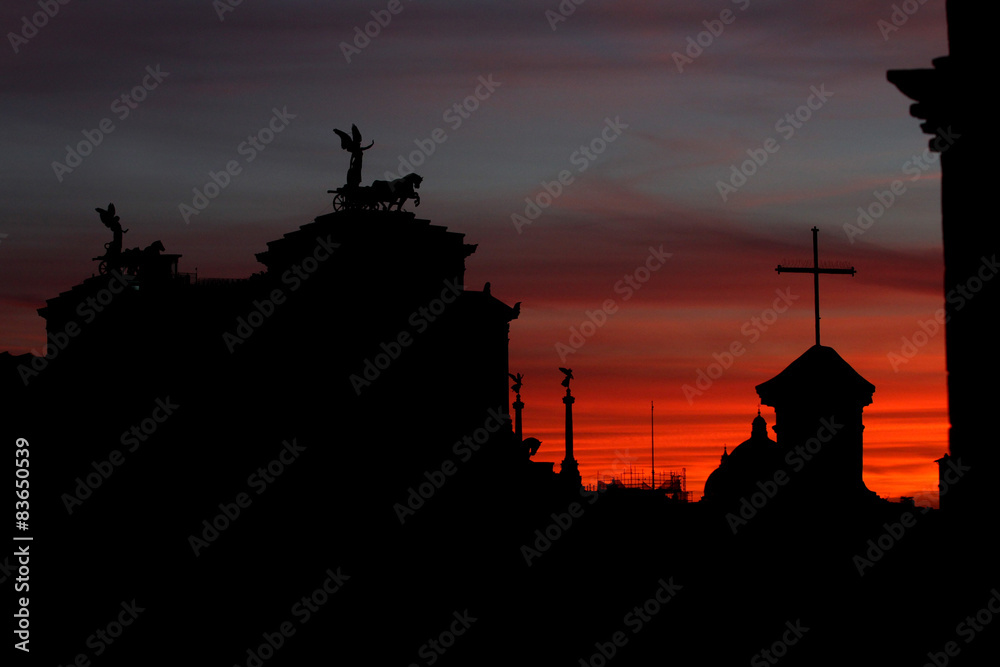 Giubileo della misericordia, panorama di roma al tramonto