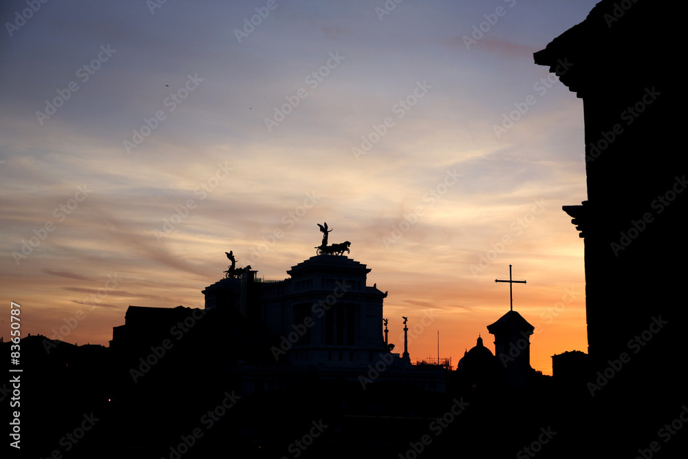 Giubileo della misericordia, panorama di roma al tramonto
