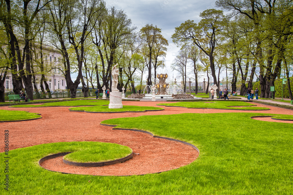 Summer garden in Saint Petersburg