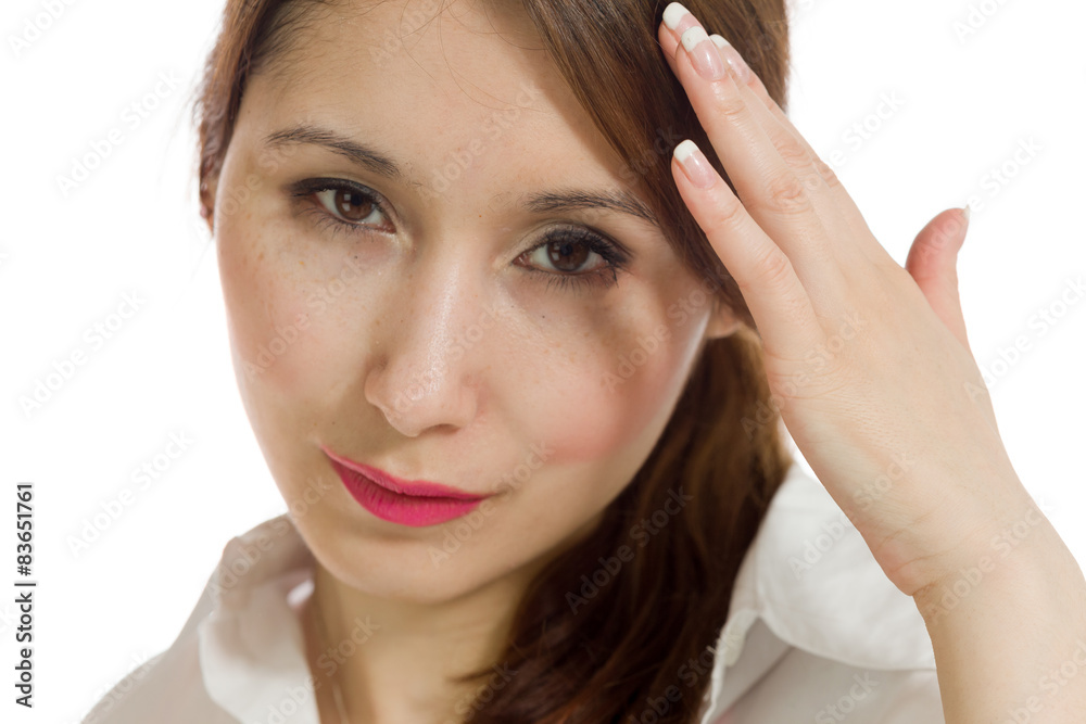 Model isolated with headache Model isolated with headache