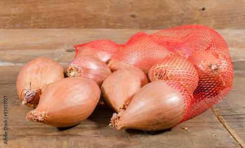 Shallots in a net