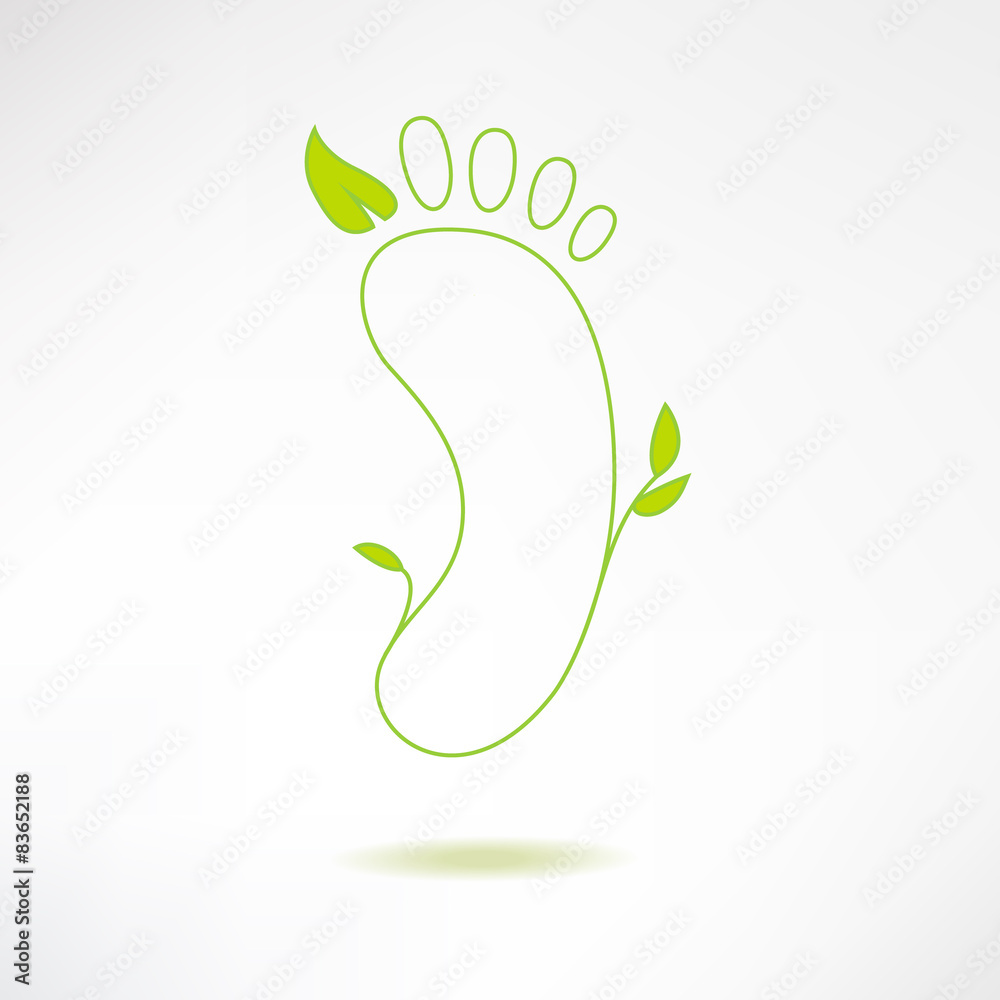 Ecology foot logo with green leaf. Vector Ecology foot logo with green leaf. Vector