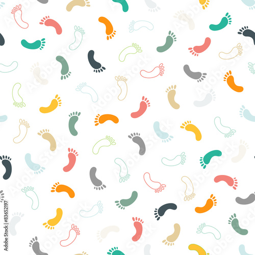 Feet seamless pattern and background. Vector