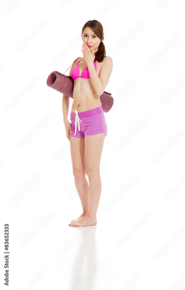 Model isolated covering mouth Model isolated covering mouth