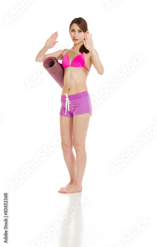 Model isolated stop sign with hand