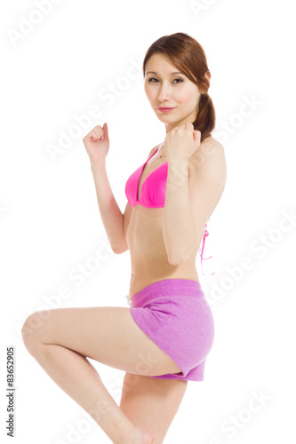 Model isolated cheerful