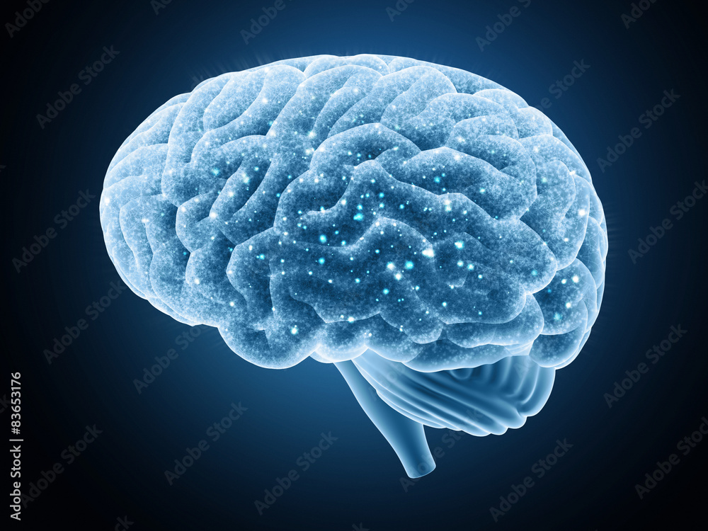 Brain isolated on a dark background. Nerve impulses. Brain isolated on a dark background. Nerve impulses.