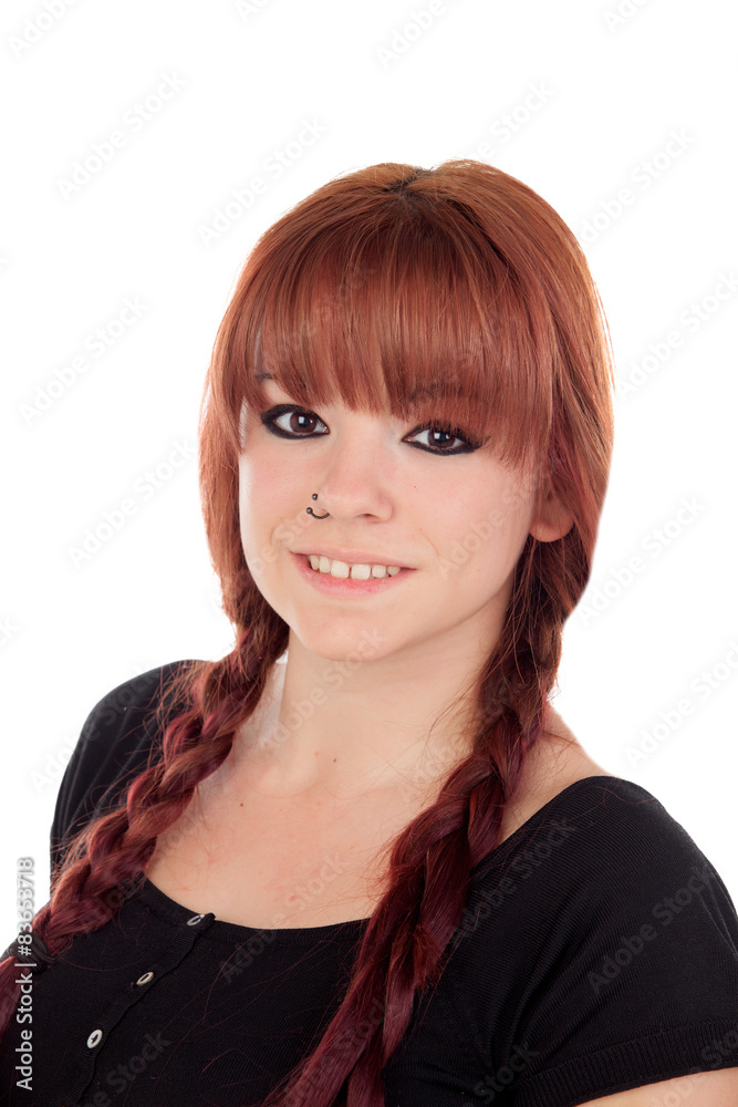 Teenage girl dressed in black with a piercing in the nose