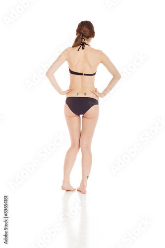 Model isolated showing her back