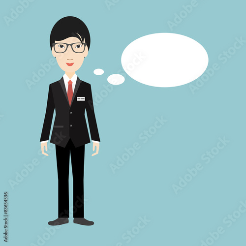 Asian business man speaking. Flat illustration.