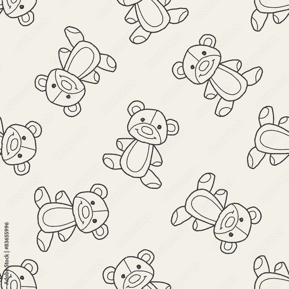 Doodle Teddy seamless pattern background Doodle Teddy seamless pattern background