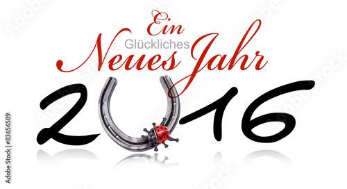 Glückliche Neujahrsgüsse 2016 mit Hufeisen