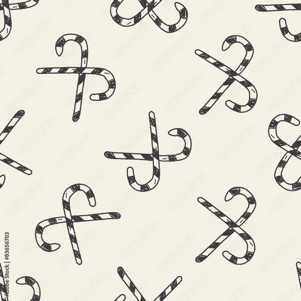candy cane doodle seamless pattern background