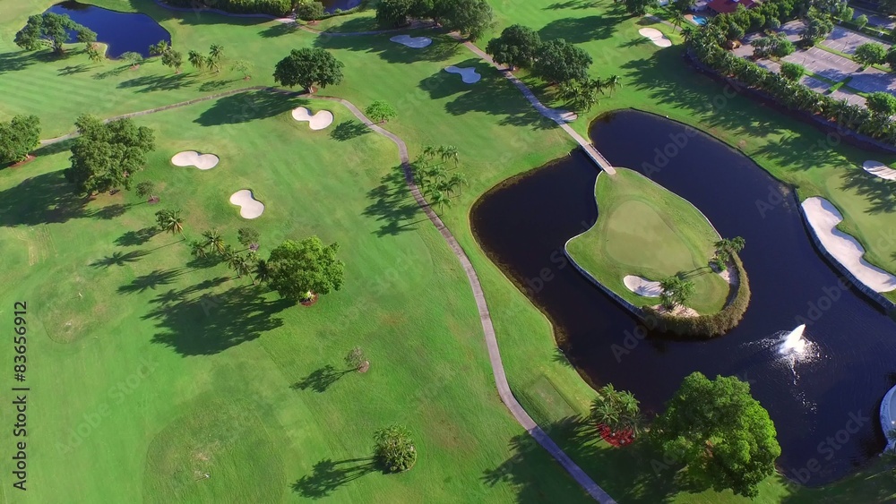 Golf course aerial drone video 4k