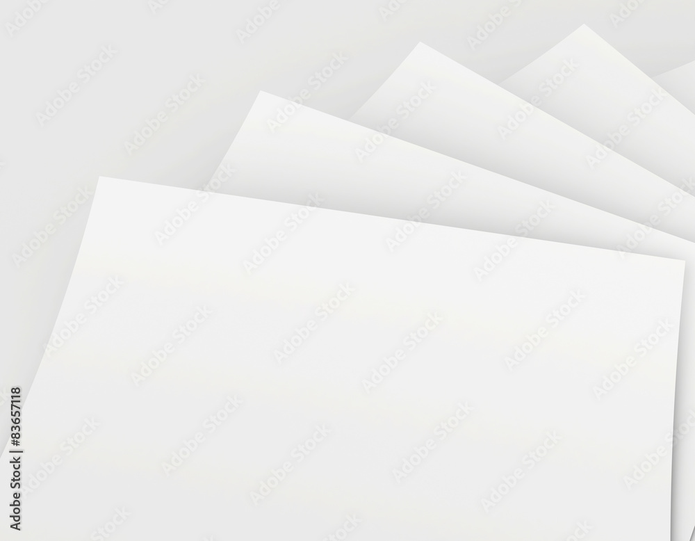 Realistic 3D rendering of blank white sheets paper Realistic 3D rendering of blank white sheets paper