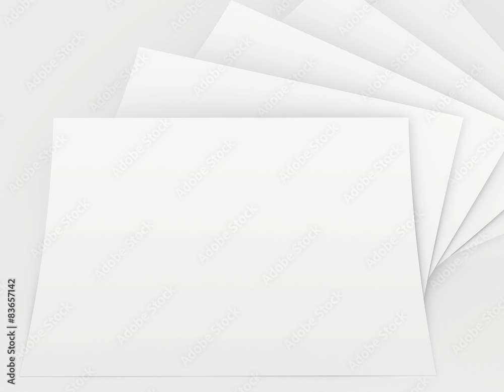 Realistic 3D rendering of blank white sheets paper Realistic 3D rendering of blank white sheets paper