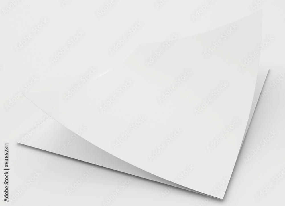 Realistic 3D rendering of blank white sheets paper Realistic 3D rendering of blank white sheets paper