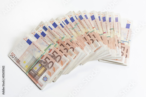 Many fifty euros banknotes