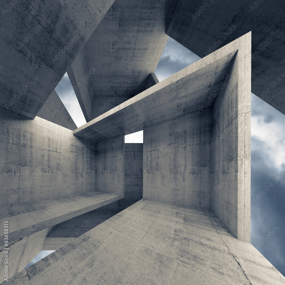 Abstract architecture, empty concrete interior 3d Abstract architecture, empty concrete interior 3d