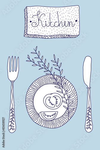 Vector retro stylish poster in Kitchen theme 