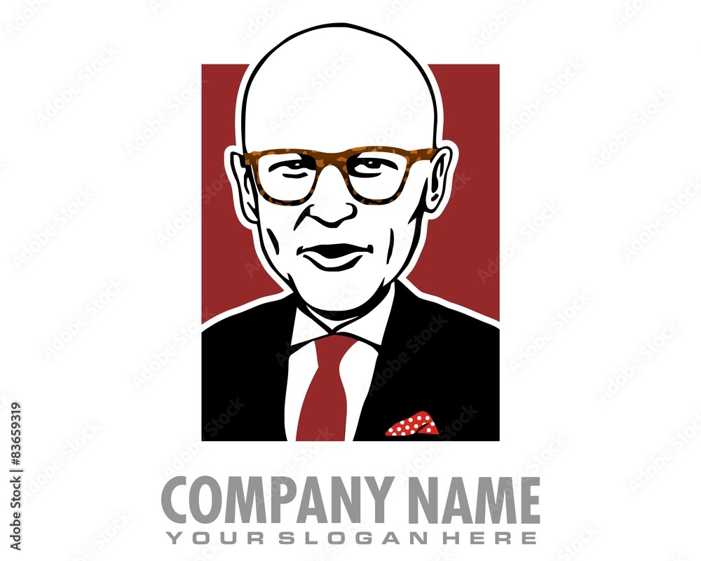 bald man with glasses character logo image vector Stock Vector | Adobe Stock