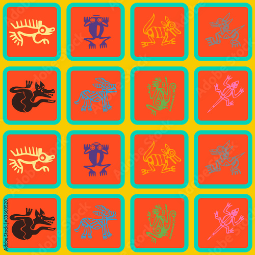 Seamless background with American Indians relics dingbats