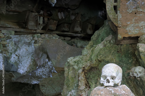 Ancient tombs in cave in Indonesia photo