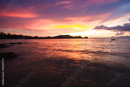 Seascape sunset on beach