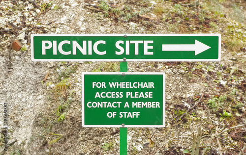 picnic site sign and wheelchair information