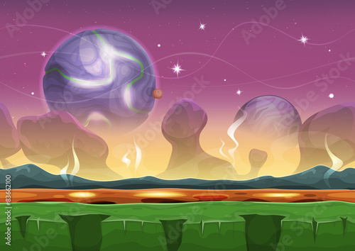 Fantasy Seamless Sci-fi Alien Landscape For Ui Game