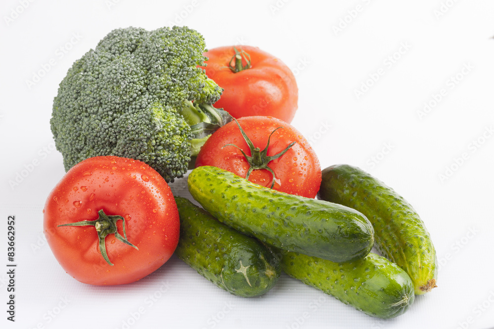 fresh and juicy vegetables isolated on the white fresh and juicy vegetables isolated on the white
