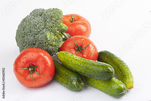 fresh and juicy vegetables isolated on the white