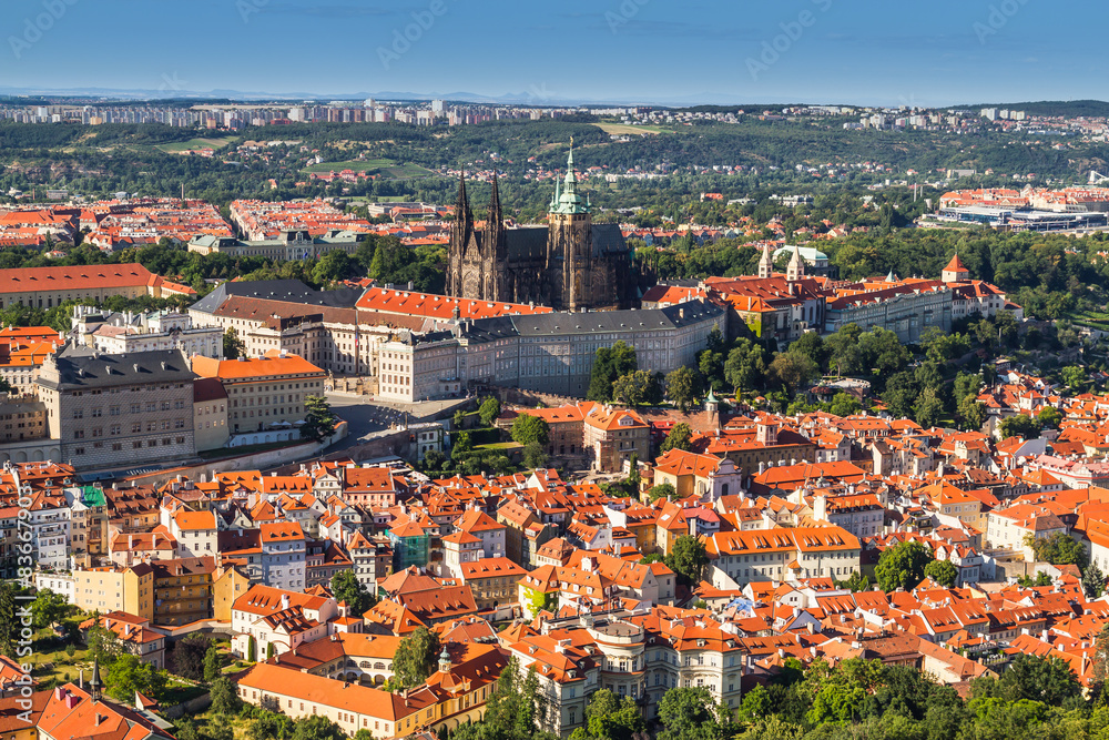 Presidential palace,St. Vitus cathedral in city Prague .