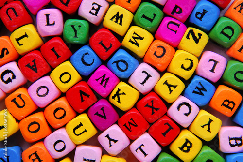 closeup of the multicolour letters
