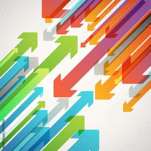 Abstract vector background of different color arrows. Design con