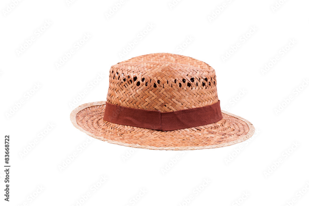 Beautiful straw hat isolated on a white background. Beautiful straw hat isolated on a white background.